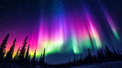 Wall Mural - The Aurora Borealis lights up in the Night Sky