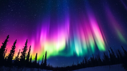 Wall Mural - The Aurora Borealis lights up in the Night Sky