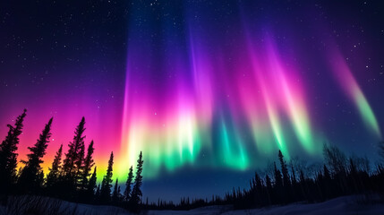 Wall Mural - The Aurora Borealis lights up in the Night Sky