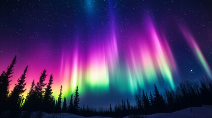 Wall Mural - The Aurora Borealis lights up in the Night Sky