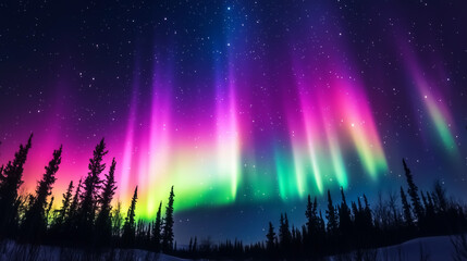 Wall Mural - The Aurora Borealis lights up in the Night Sky