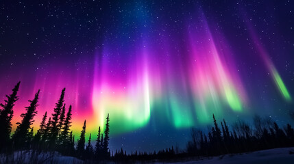 Wall Mural - The Aurora Borealis lights up in the Night Sky