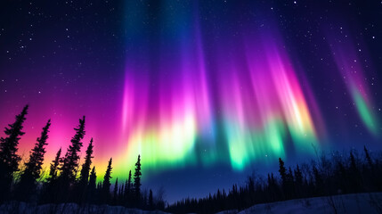 Wall Mural - The Aurora Borealis lights up in the Night Sky