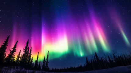 Wall Mural - The Aurora Borealis lights up in the Night Sky
