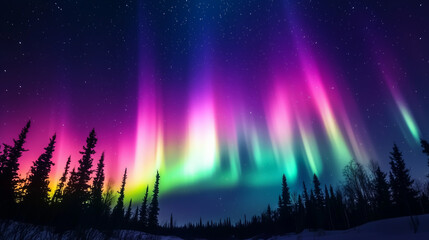 Wall Mural - The Aurora Borealis lights up in the Night Sky