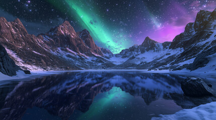 Wall Mural - The Aurora Borealis lights up in the Night Sky