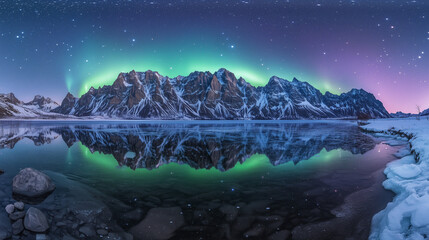 Wall Mural - The Aurora Borealis lights up in the Night Sky