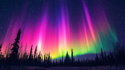 Wall Mural - The Aurora Borealis lights up in the Night Sky