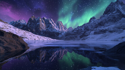 Wall Mural - The Aurora Borealis lights up in the Night Sky