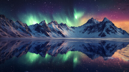 Wall Mural - The Aurora Borealis lights up in the Night Sky