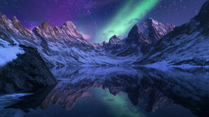 Wall Mural - The Aurora Borealis lights up in the Night Sky