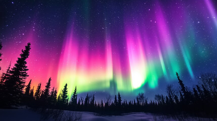Wall Mural - The Aurora Borealis lights up in the Night Sky