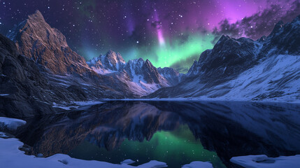 Wall Mural - The Aurora Borealis lights up in the Night Sky