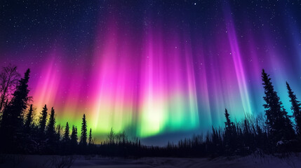 Wall Mural - The Aurora Borealis lights up in the Night Sky