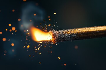 Aufkleber - An image showcasing the ignition of a small flame where sparks are visibly flying outward, highlighting the moment of combustion with a detailed view of glowing particles and energy.