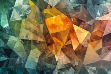 Leinwandbilder - This abstract artwork consists of faceted triangular shapes arranged in a multicolored pattern, creating a visually intricate and captivating design that evokes a sense of depth and complexity.