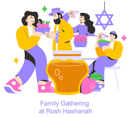 Rosh Hashanah. Flat Vector Illustration