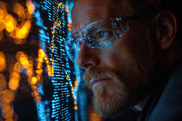 Aufkleber - A scientist analyzing genetic sequences on a digital interface. Concept of modern genomics research.