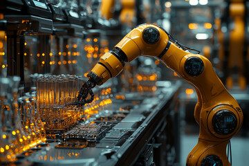 Aufkleber - a robotic arm conducting experiments in a high-tech laboratory. concept of automation in scientific 