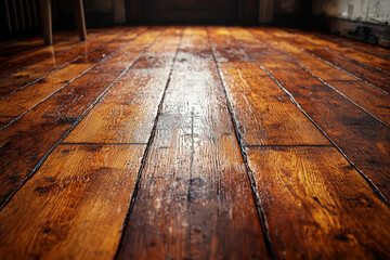 Canvas Print - Scuff marks on a hardwood floor from furniture movement, indicating changes in room layout. Concept of interior design and home rearrangement.