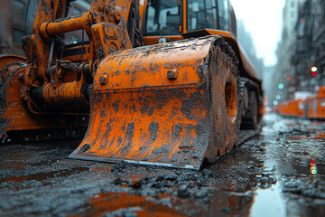 Poster - indents left by heavy machinery on a construction site, demonstrating industrial activity and site p