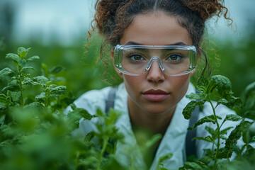 Aufkleber - A scientist working on renewable energy solutions, demonstrating environmental progress and sustainable technology. Concept of green energy and scientific research.
