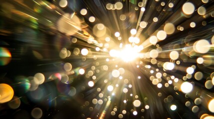 Wall Mural - bright bursts of light create a dazzling display of illumination in a darkened environment during th
