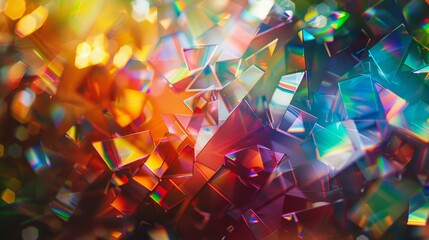 Wall Mural - vibrant and colorful abstract display of light reflecting through various crystalline shapes and pat