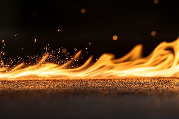 Aufkleber - This image captures a dramatic close-up of glowing flames dancing gracefully on a textured surface, showcasing intense heat and energy in a captivating display of fire.