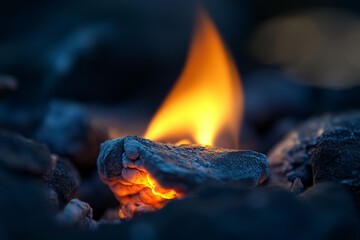 Aufkleber - This image features a blazing flame on a textured surface, emitting a soft, warm glow, and capturing the elemental energy and beauty of fire in a dramatic setting.