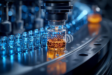 Poster - a biotech company conducting trials for a new drug, demonstrating progress in medical research and p