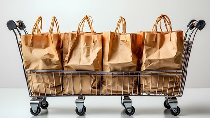 Shopping cart on a white background