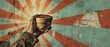 © Mark - Vintage-inspired hand holding a hot coffee cup, with hipster typography on a distressed background