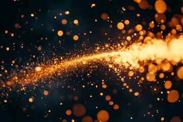 Poster - A stream of glowing fiery particles trails behind a spark on a dark backdrop, creating a vivid and dynamic visual effect that captures the essence of energy and movement.