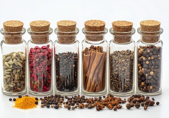 The white color of the jars contrasts with the fresh rosemary leaves inside