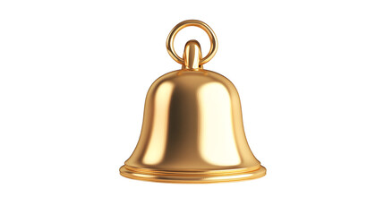 3D model of a golden notification bell, isolated on white background