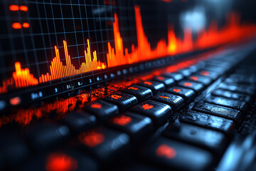 Poster - a sequence of financial charts depicting the rise and fall of market trends over time, illustrating 