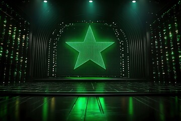 Sticker - Green Illuminated Star on Stage with Spotlights