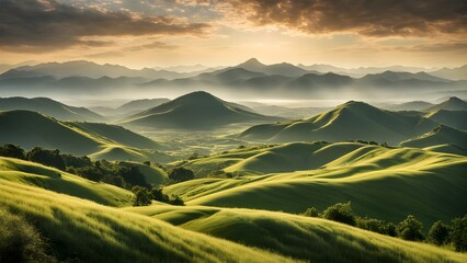 Wall Mural - A beautiful landscape with mountains in the background