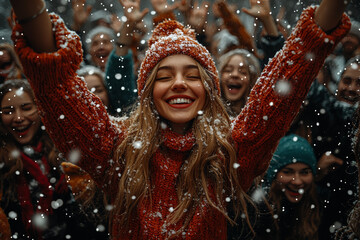 Poster - A group of friends surprising someone with a spontaneous dance party. Concept of unexpected joy and shared celebration.