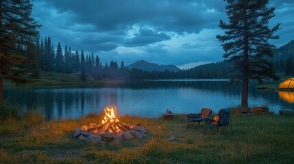 Poster - Campfire Under Starry Sky