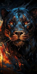 Wall Mural - head of a puma illustration..