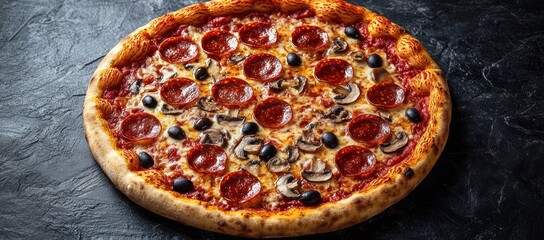 Canvas Print - Pepperoni and Mushroom Pizza