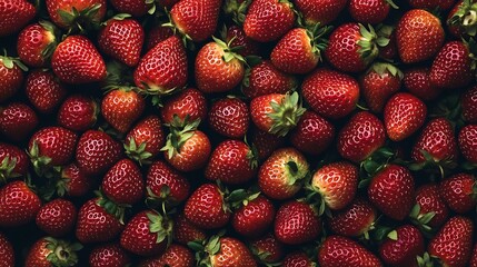 Wall Mural - Fresh ripe red strawberries background pattern