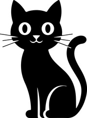 Sticker - Cute Black Cat Graphic with Big Eyes