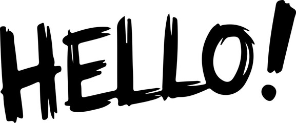 Wall Mural - Bold Artistic Text: Hello in Black Brush Style