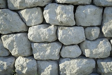 Sticker - Close-up of a White Stone Wall with Rough Texture