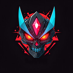 Sticker - Cyber Skull with Red Eyes and a Crystal