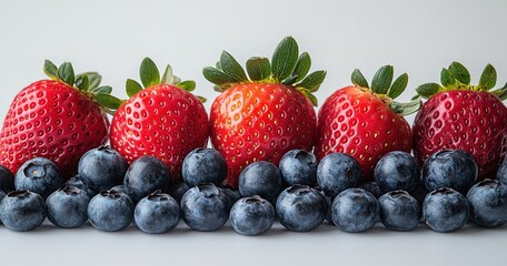 Wall Mural - Fresh Strawberries and Blueberries