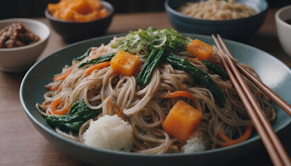 Wall Mural - korean japchae on a plate